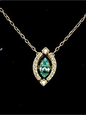 Swarovski Sky Blue Crystal Necklace Blue Marquise Pendant Elegant Statement